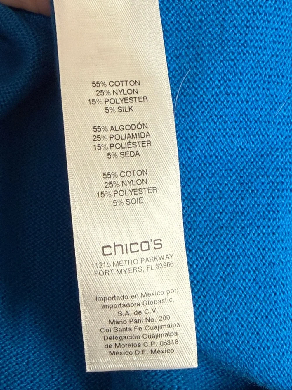 Chico's Teal V Neck Knit Top Short Sleeve Tunic Pockets Size 2 Soft Chic - Picture 9 of 11